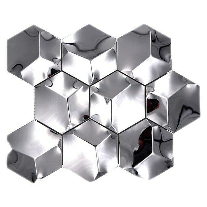 Mosaikfliese Hexagon HXM 10SG (26,2 x 23 cm, Edelstahl, Silber)