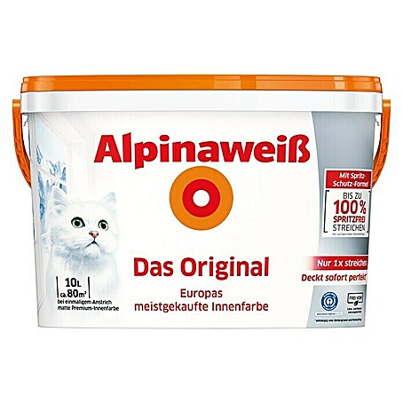 Alpina Wandfarbe Alpinaweiß Aktion (Weiß, 10 l, Matt, Konservierungsmittelfrei)