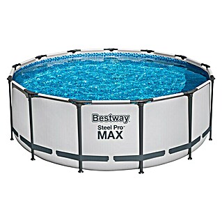 Bestway Frame-Pool-Set Steel Pro MAX (Ø x H: 488 x 122 cm, 19.480 l, Grau)