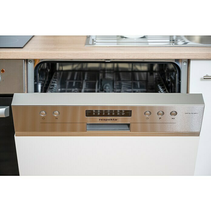 Respekta Küchenzeile KB250ESWC (Breite: 250 cm, Mit Elektrogeräten, Weiß)