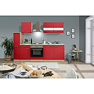 Respekta Küchenzeile KB240ESR (Breite: 240 cm, Mit Elektrogeräten, Rot)