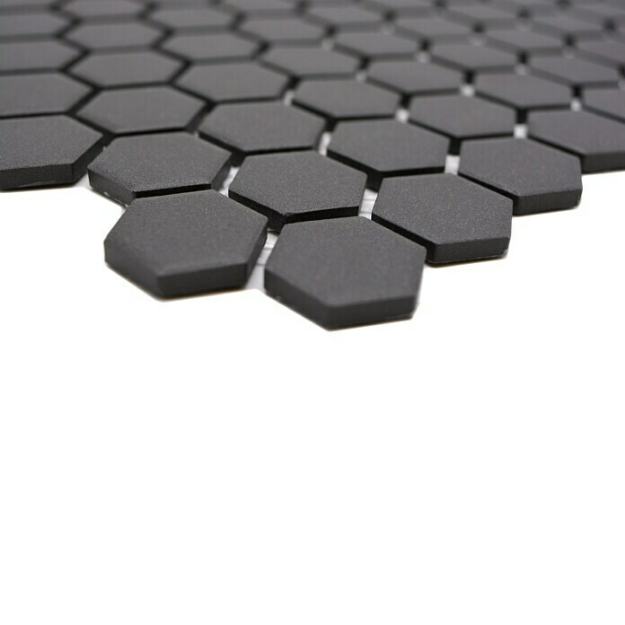 Mosaikfliese Hexagon Uni CU HX089 (26 x 30 cm, Schwarz, Matt)